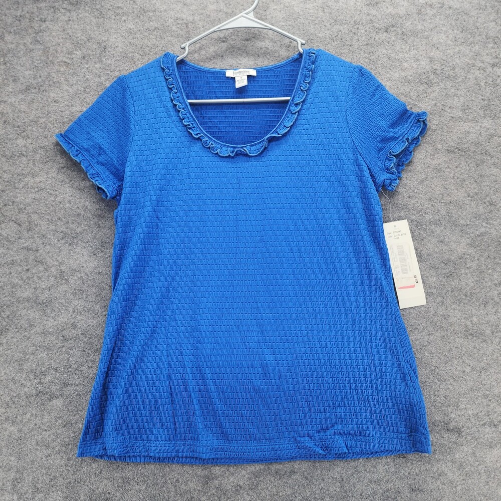 Hampshire Studio Shirt Womens Small Short Sleeve Blue